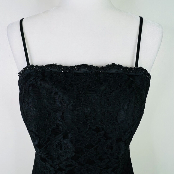 Mori‎ Lee by Madeline Gardner Dress Sz 13/14 Fit 10/12 Black Floral Lace No Belt - Picture 6 of 15